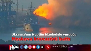 Ukrayna’nın Neptün füzeleriyle vurduğu Moskova kruvazörü battı..